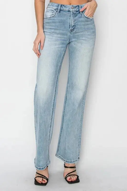RISEN High Rise Straight Jeans for Effortless Style - Love Salve